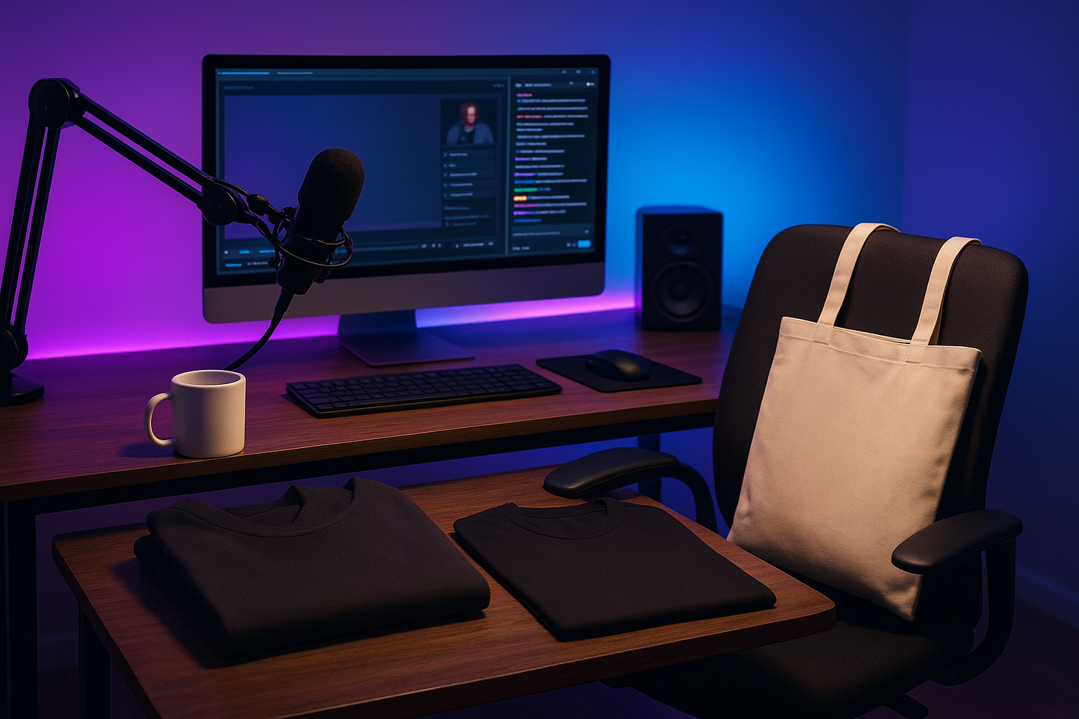 Streamer créant sa marque personnelle avec un merchandising en print on demand